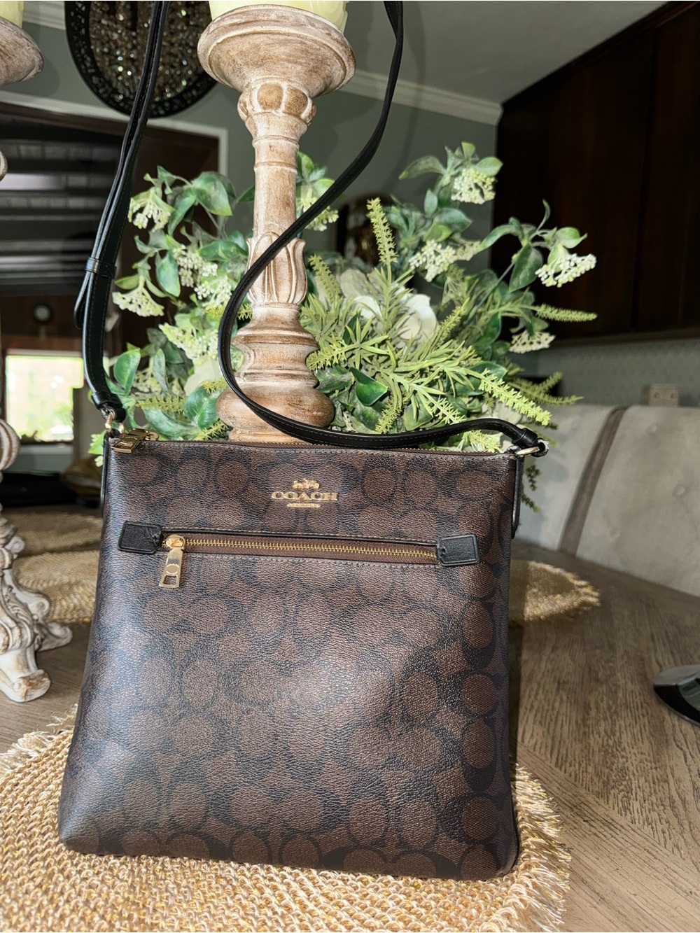 Coach Brown LIKE NEW Signature Crossbody Leather Bag - Classic Logo Print